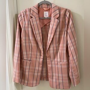 LC Lauren Conrad Women's Blazer in Pink Plaid
